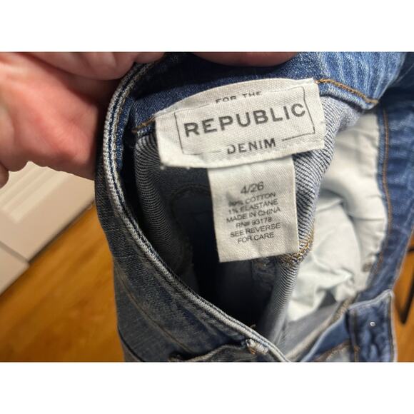 For the Republic Denim straight leg raw hem very embellished jeans size 4/26 - Picture 3 of 5